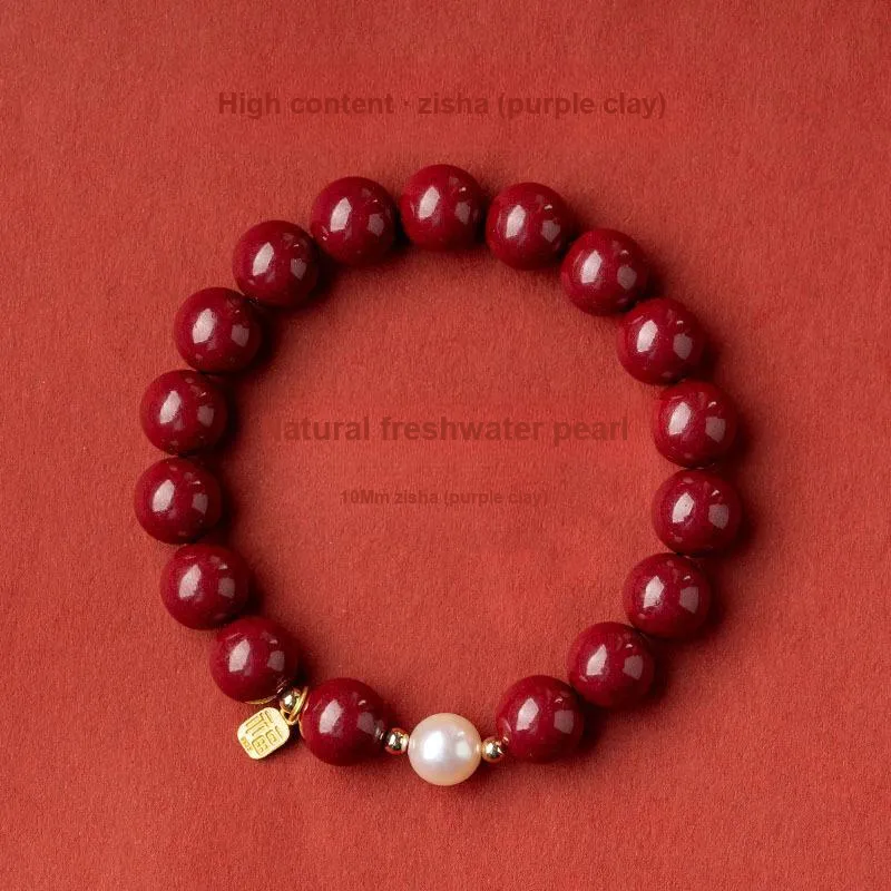 WUMZK Reconstructed Cinnabar Bracelets Unisex-4