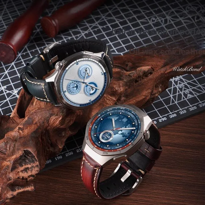 IBOANN Watch Band Huawei Compatibility Cowhide Leather Material-1