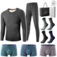 8-Piece Set Gift Box Set (1 Set of Wool Dark Heather Gray Underwear+3 Pack Underpants+4 Pairs of Socks)