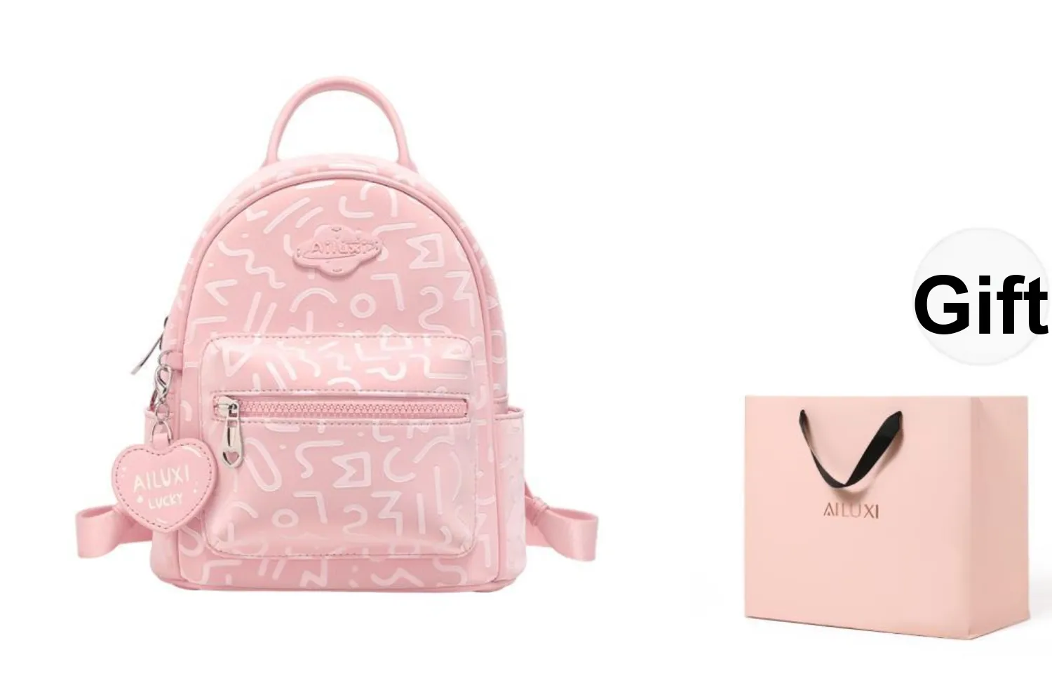 AILUXI PU Backpack Medium Size Women's Blossom Joy Pink