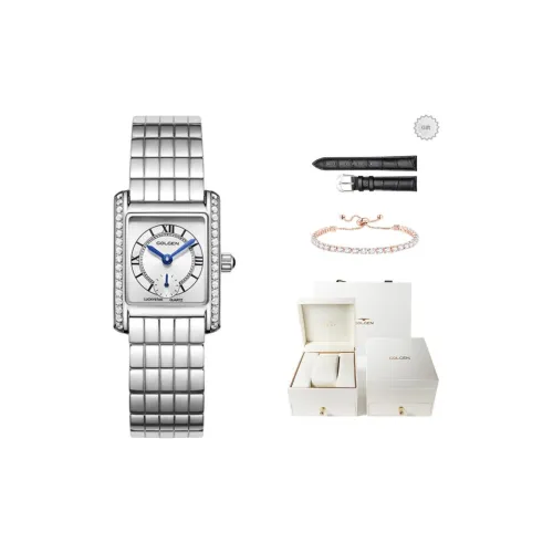 GOLGEN Кварцевый механизм ремешок из нержавеющей стали женские часы серебристый циферблат