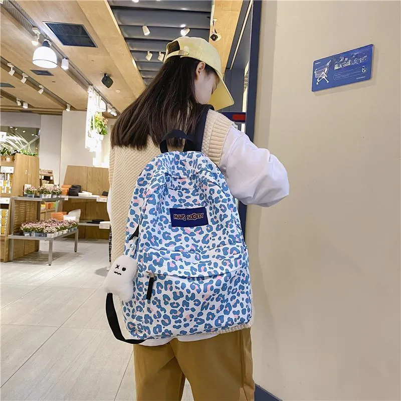 Yalu Nylon Backpack Unisex Pink/Blue/Black-12