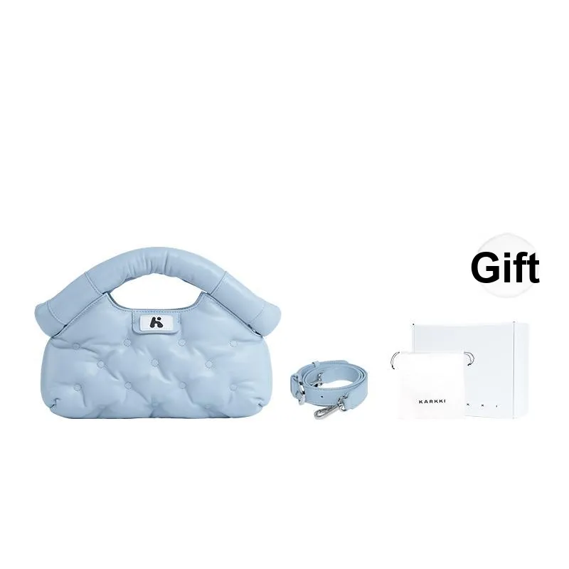 Karkki Lambskin Fashion Premium Designer Style One Shoulder Handbag Women's Summer Blue