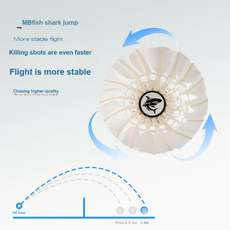 MBFISH Goose Feather Shuttlecock 12 Pack Goose Feather Everyday Training Competition Shuttlecocks-3