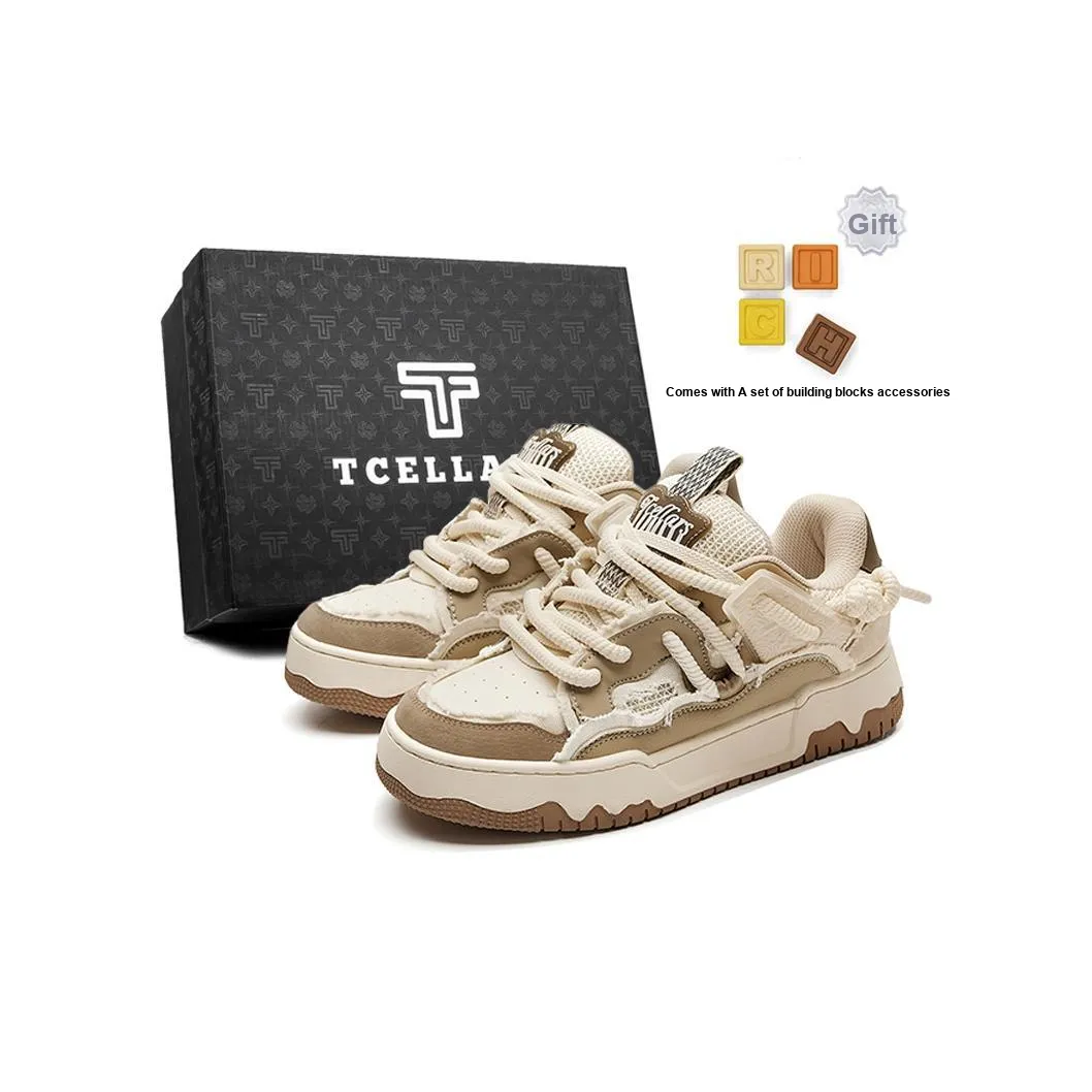 TCELLARS Mid Top Skateboard Shoes Unisex Linen Brown