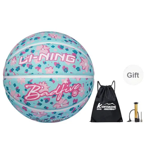 LiNing Badfive Rubber Basketball Blue Green Pink White Size 7 Training Unisex