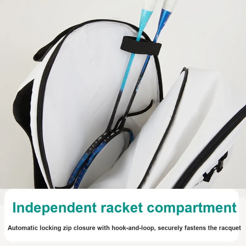 BONNY Badminton Racket Bags 5 Pcs Preppy Style Backpack White Unisex Independent Shoe Compartment-3