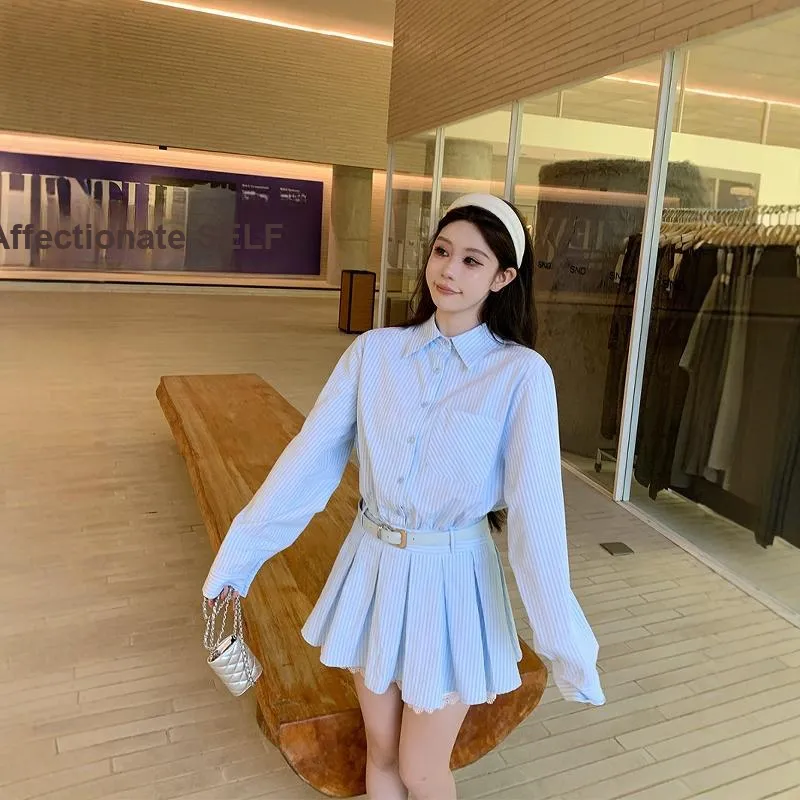 PLANE DRIFT Long Sleeved Dress Women's Blue-3