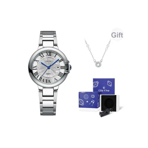 Clip Clop Кварцевый механизм ремешок из нержавеющей стали женские часы серебристый циферблат