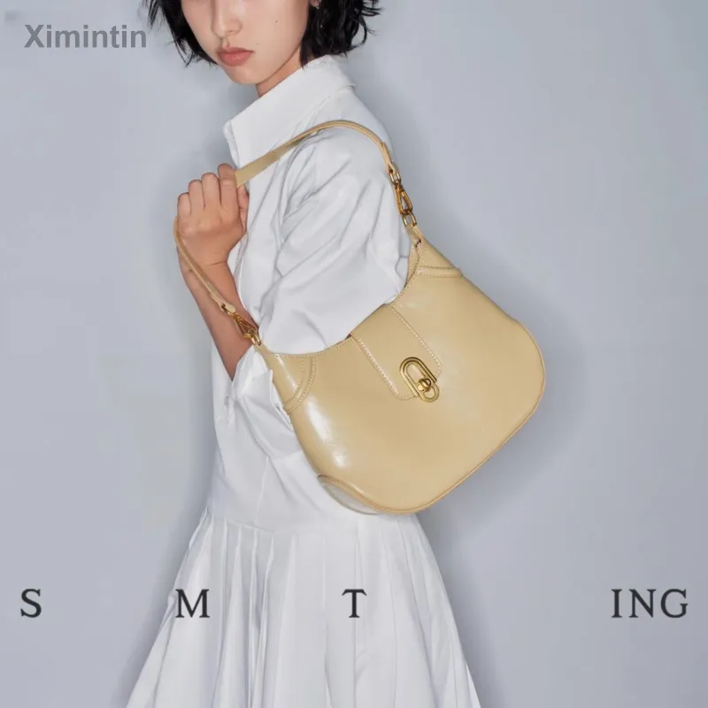 Simedin Cow Leather Shoulder Bag Trumpets Women's Sunlight Yellow/Ecru/Deep Black-1