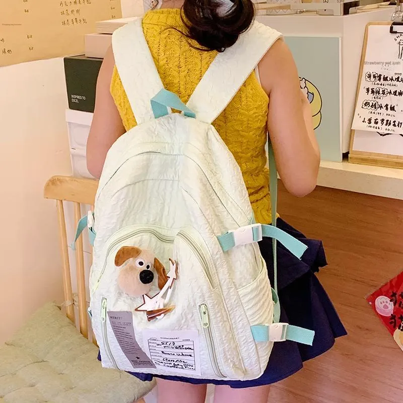 Yalu Nylon Fabric Backpack Regular Women's Light Yellow/Black/Light Green/Lake Blue/Pink-14