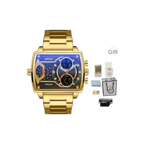 Sanda Электронный + Кварцевый механизм Стальной ремешок Часы Мужские Черный циферблат D6032