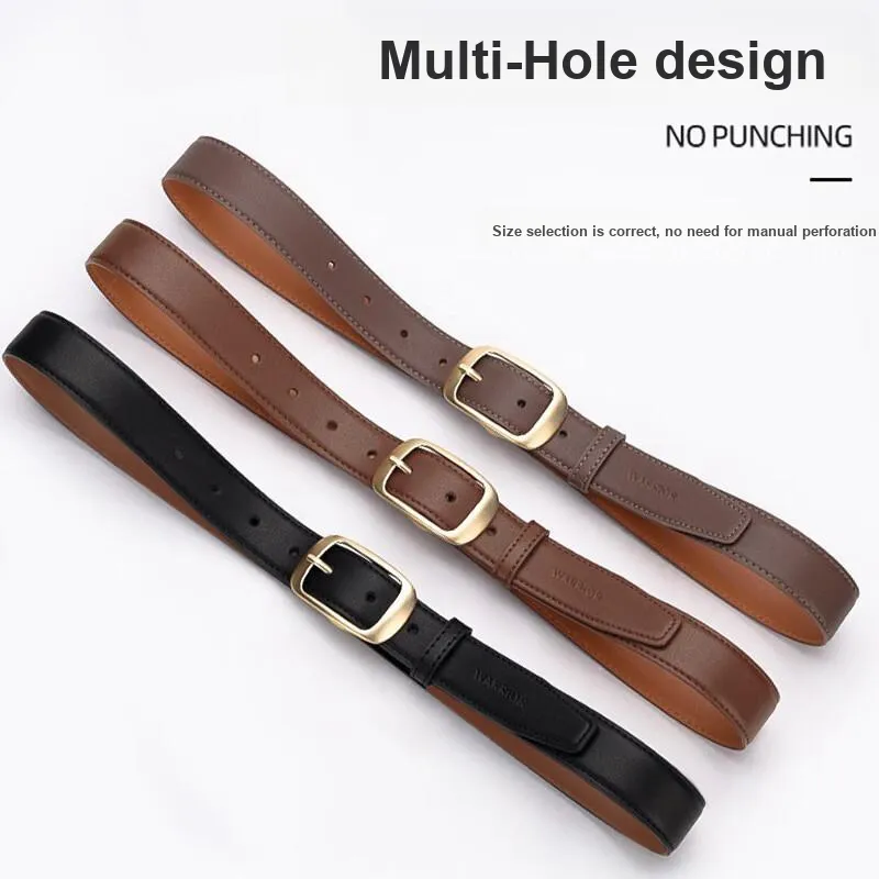 Warrior Minimalist Style Pin Buckle With Denim Belt In Casual Cinched Waist Genuine Leather Leather Belts Women's 2.8cm-3