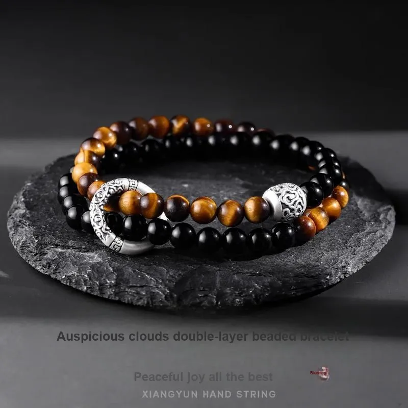 FOREVER MELODY Obsidian Bracelets Men's-1