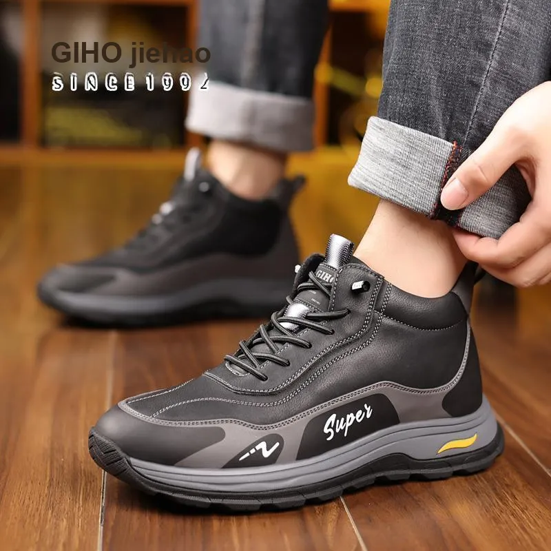 GIHO Insulated Shoe Warm Mid-Top Casual Shoes Men's Black-4