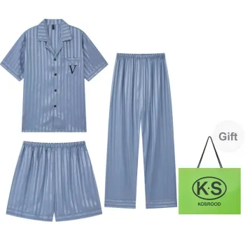 Kosrood Pajama Set Men's Gray Blue