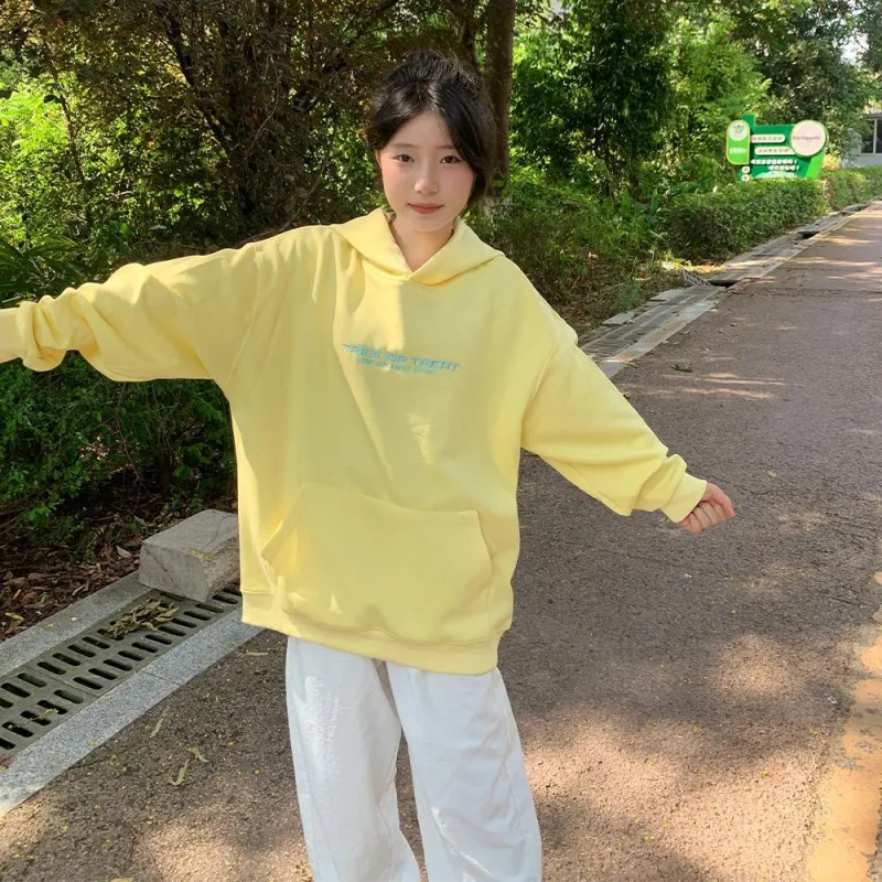 PAZZO Letter Embroidery Hoodie Unisex-3