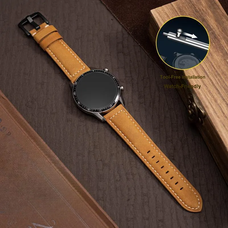 LOVINGCOOL Watch Band Huawei Compatibility Genuine Leather Material-5