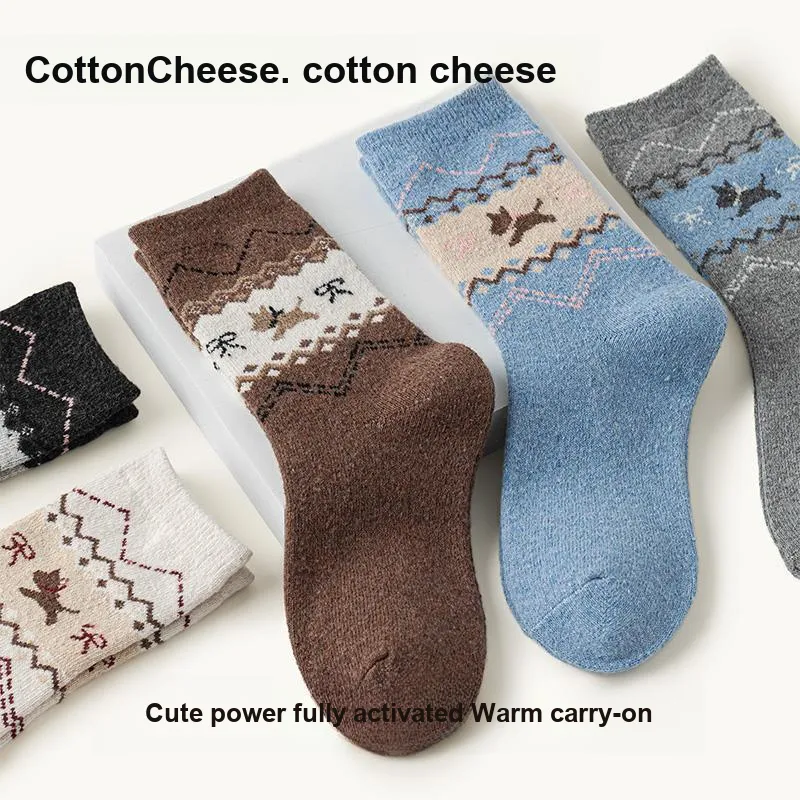 COTTON CHEESE Mid Calf Socks Unisex 3 Pack-4