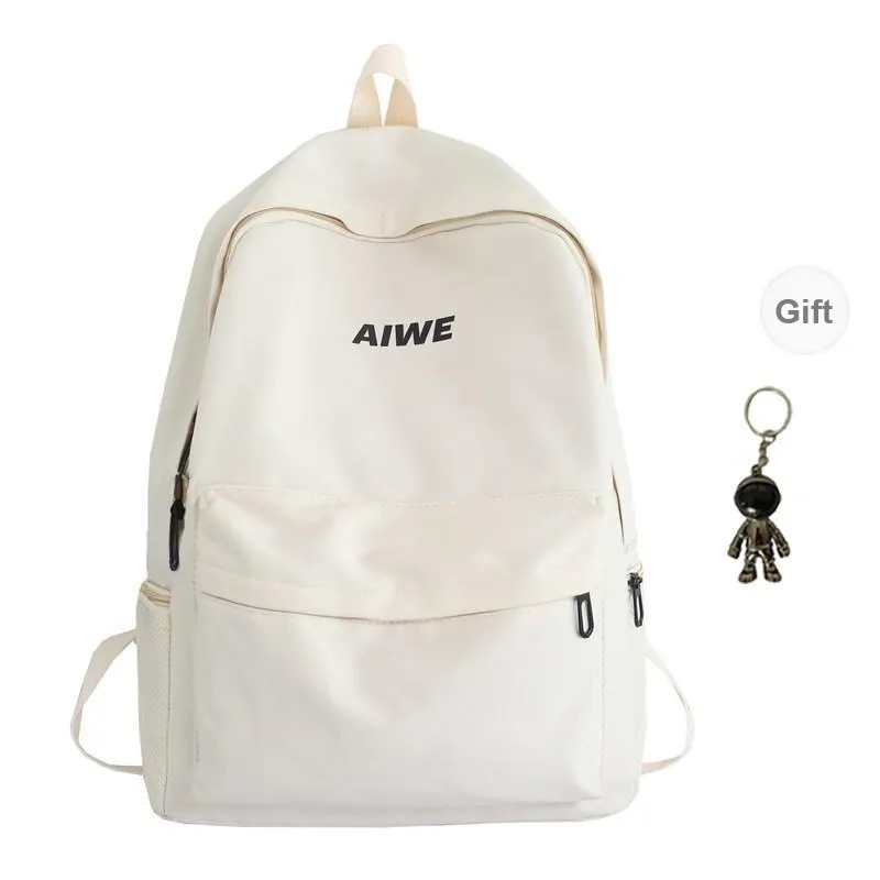 LETOO Nylon Backpacks Backpack Unisex White/Black-1