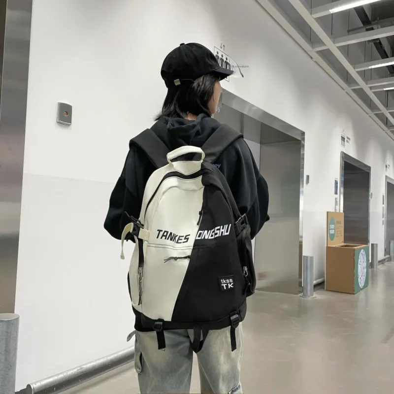 URBAN FOREST Nylon Backpack Unisex White/Red/Green/Blue-5