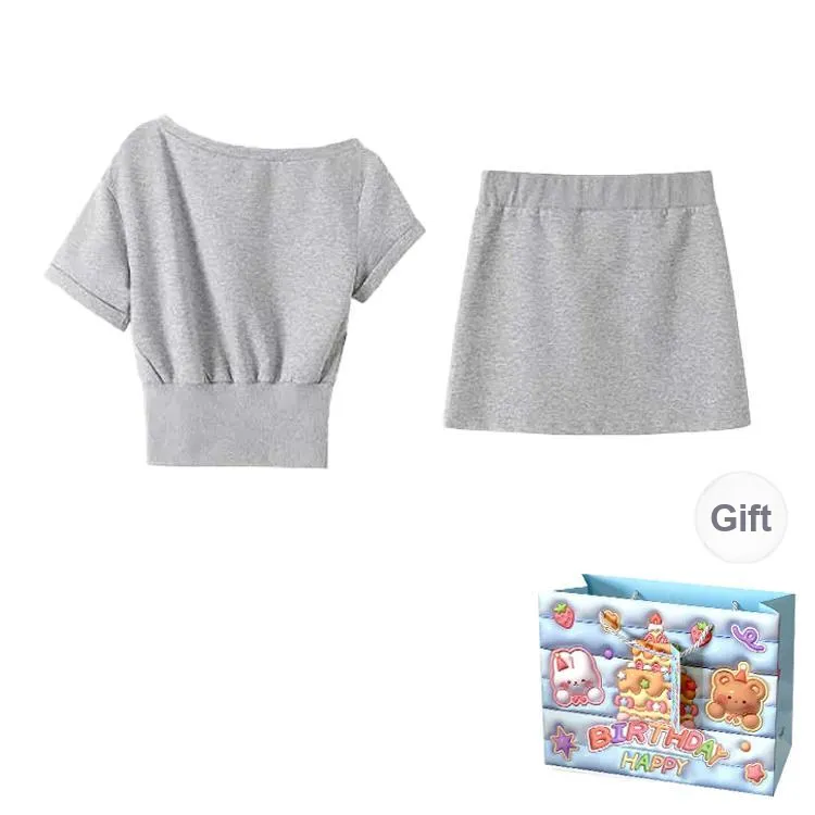 Gentle Welcome Skirt Set Women's Gray-1