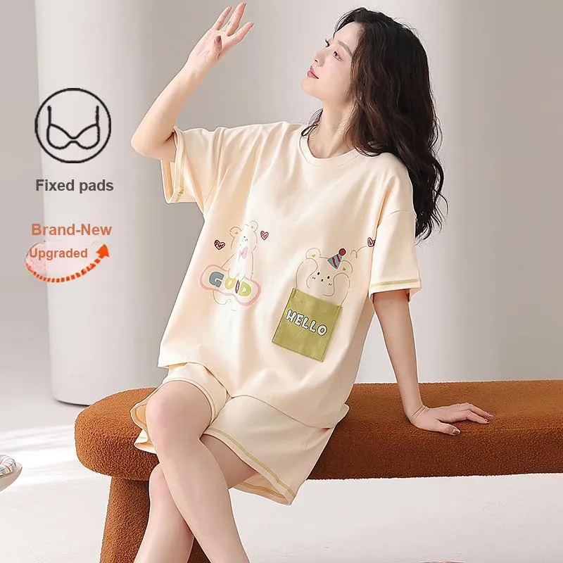 CHUDUAN Pajama Set Women's Apricot-1
