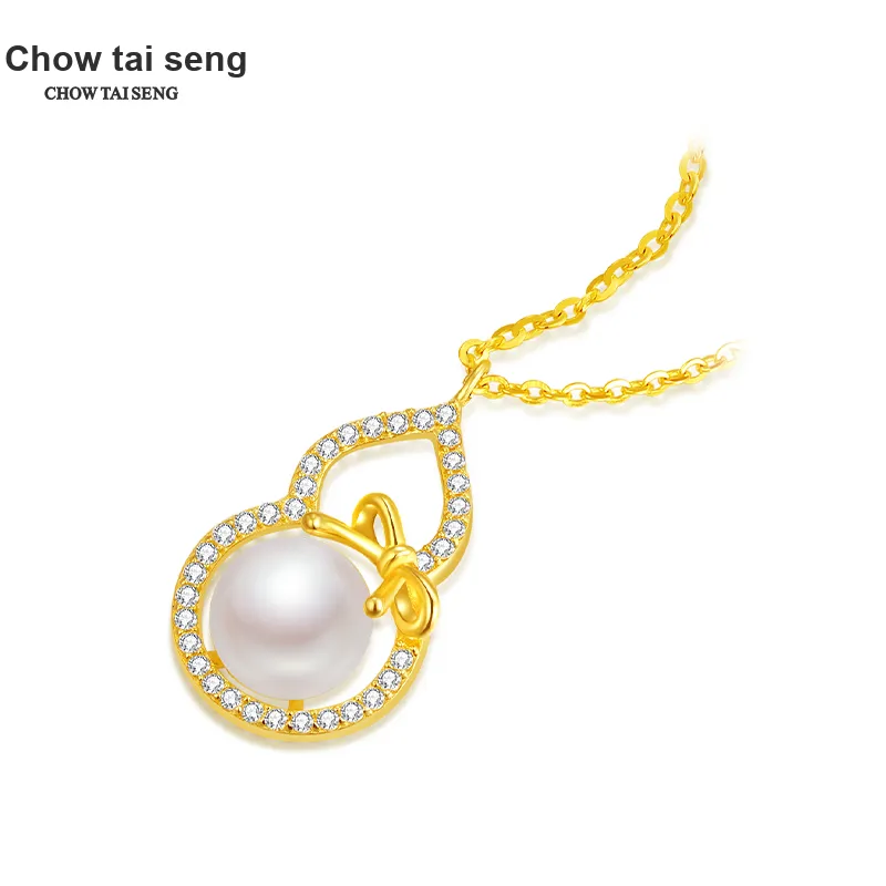 CHOW TAI SENG Pearl Elegant Elegance Goddess Collarbone Chain Women's-7