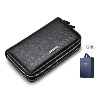 WilliamPOLO Top Grain Cow Leather Long Wallet With Multiple Card Slots Clutch Large Size Men's Multicolor