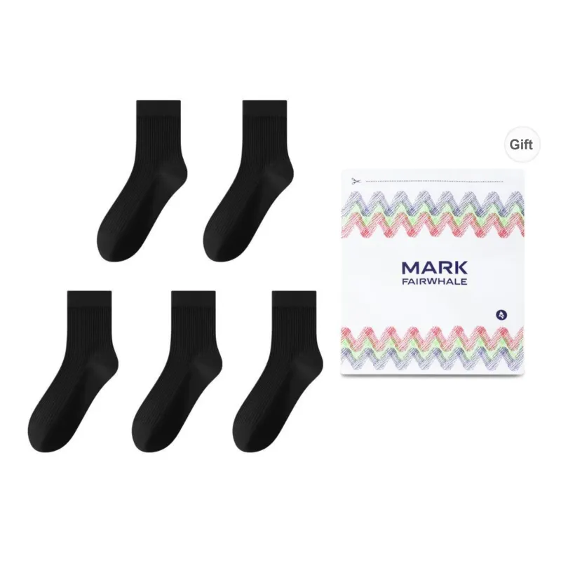 FAIRWHALE Mid Calf Socks Unisex Box 5 Pack-3