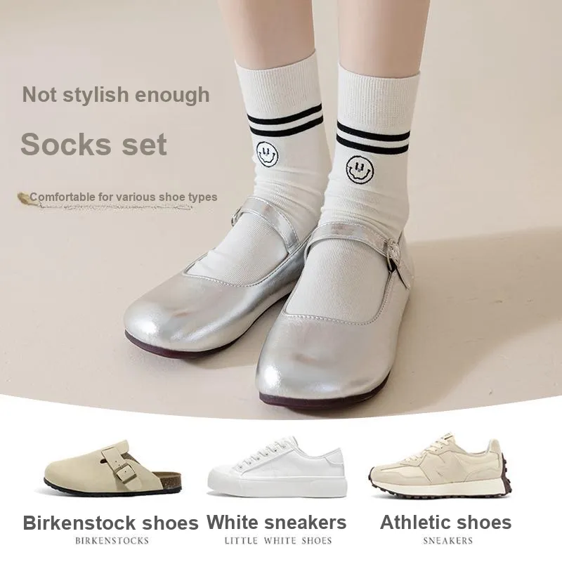 XIANSINIAO Knee High Socks Women's 5 Pack Mixed Color-3
