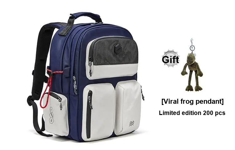 Land Gulls Nylon Fabric Backpack Laptop Bag Tubas Unisex Navy Blue/Black