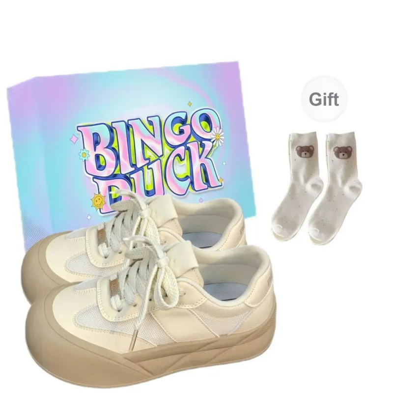 BINGO DUCK Slip Resistant Low Top Skateboard Shoes Women's Khaki-0