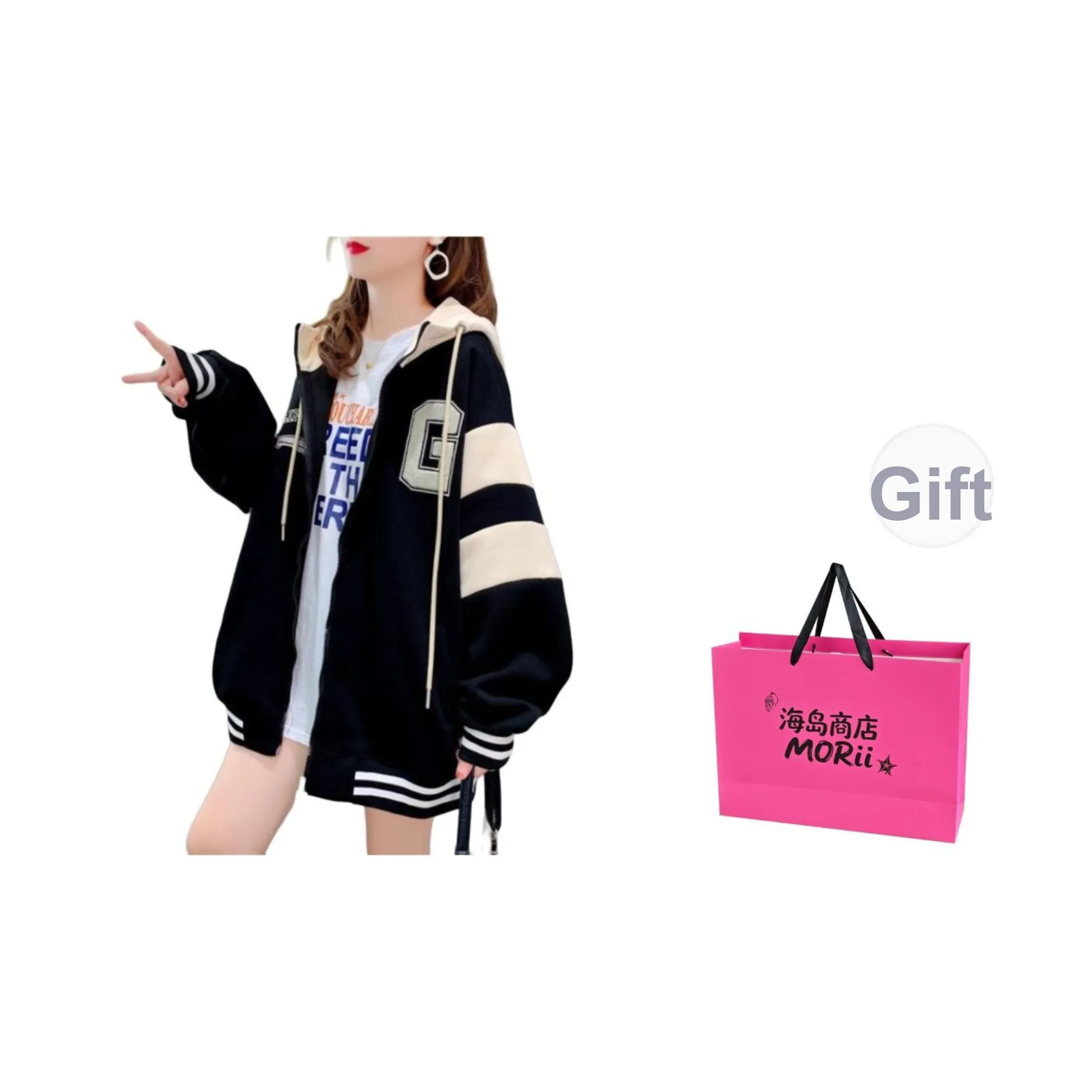 MORii Черная сумка для покупок Включено Женские толстовки