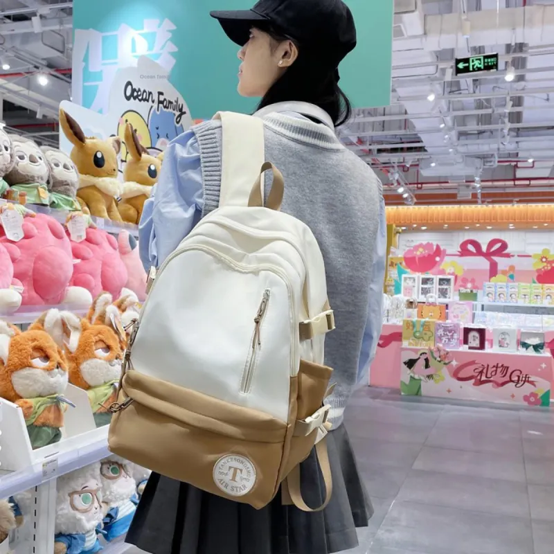 TOUTSEUL YOLO Nylon Backpack Regular Unisex Light Gray/Black/Pink/Khaki-17