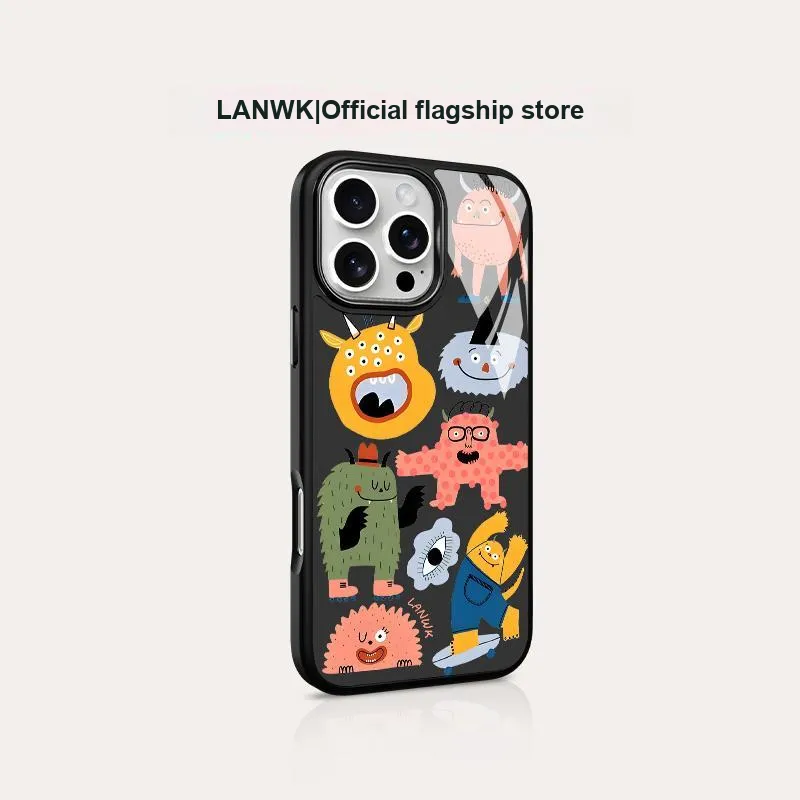 LANWK Glass Material Weird World Phone Case Compatible With Apple IPhone 13/14/15/16/Pro/Pro Max-6