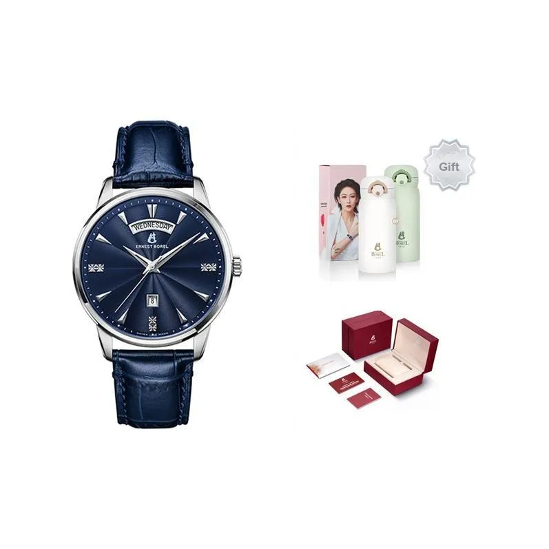 ERNEST BOREL Кварцевый механизм Мужские часы Jules 40 мм Синий