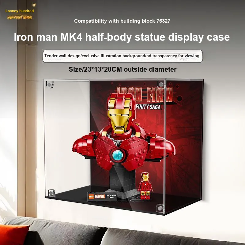 LIGHT YOUR BRICKS Compatibility Building Block 76327 Iron Man MK4 Half Body Figure Display Case Model Accessories-1