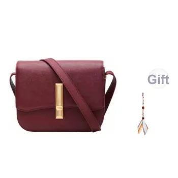 PECO Cow Leather Small Square Crossbody Bag Medium Size Women's Black/Gray/Red
