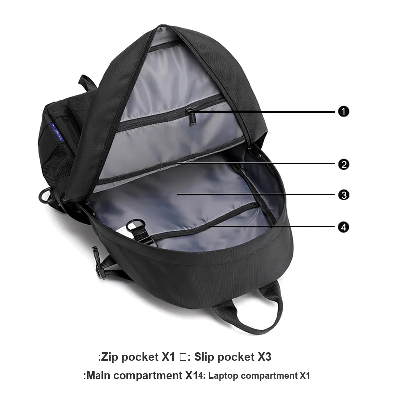 ElevethSign Polyester Backpack Large Size Unisex Black-4