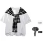 White T-Shirt (Comes with Black White Shawl+Brooch)