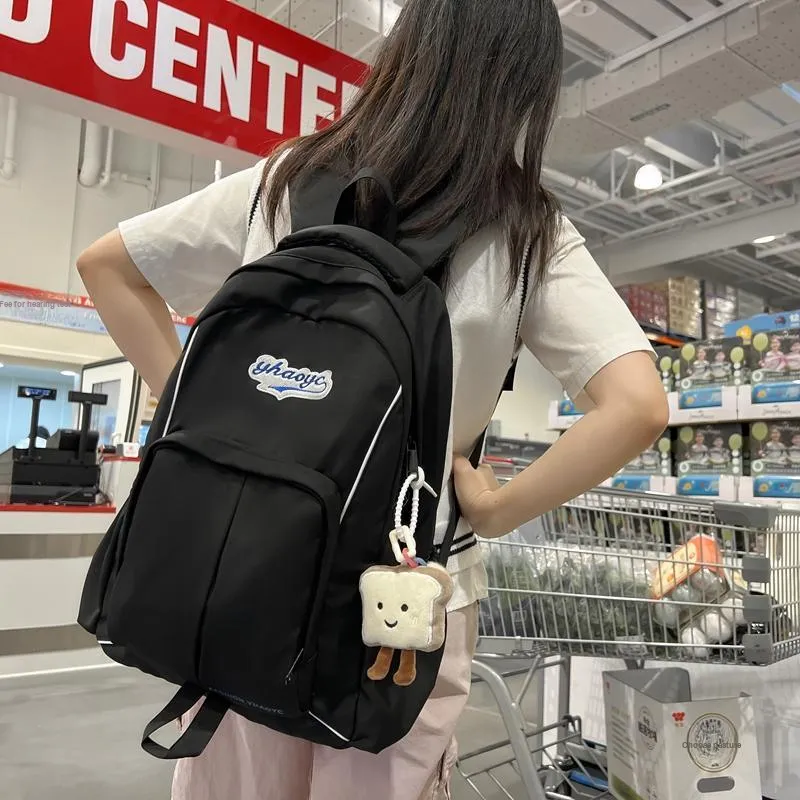 Alcohol Dragon Nylon Backpack Unisex Black/Brown & Light Blue/Pink/Gray-15