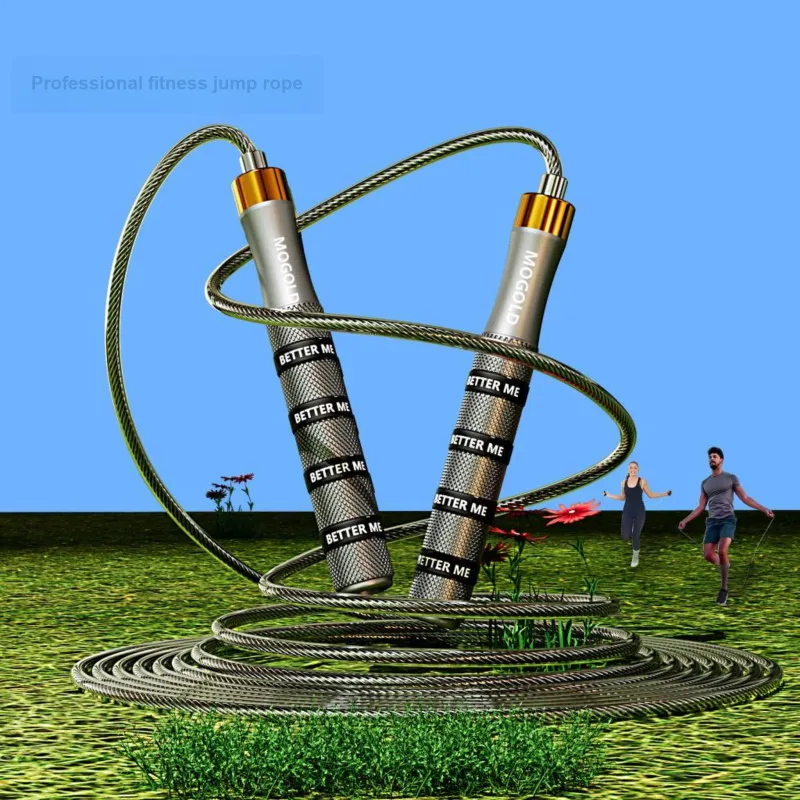 MOGOLD Jump Ropes PVC Physical Fitness Training Unisex 3m Steel Wire Cord Exam-24