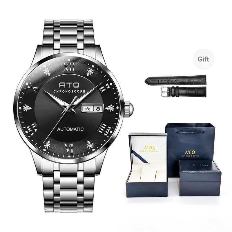 ATQ Elegant Series Automatic Mechanical Movement Stainless Steel Watchband Watch Men's Watches Gray Dial-7