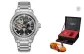 Silver Case Black Dial Silver Steel Band-Model Car Box (Random Model Car)