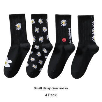 Lanza Mid-Calf Socks Women's 4 Pack Small Daisy