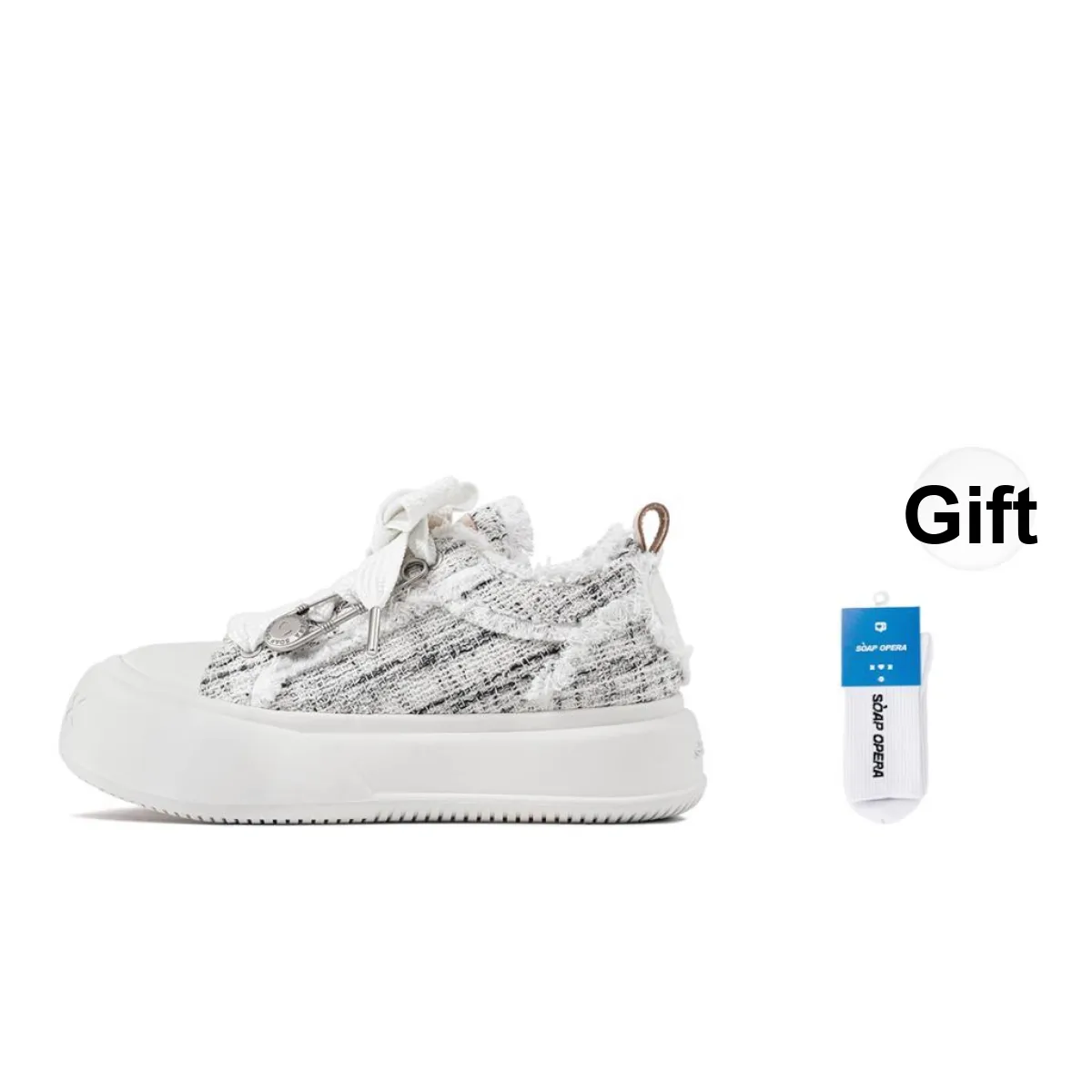SOAP OPERA Basic Collection Skateboard Shoes Unisex Low Top White/Gray