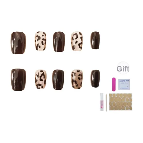 UNSEKI Стиль Майярд Леопардовый принт Сексуальный CHARMY Ins False Nail Короткий LADDER Коричневый Jump Цвет Однотонный