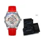 Red Silicone Strap Silver Case Gold Pin