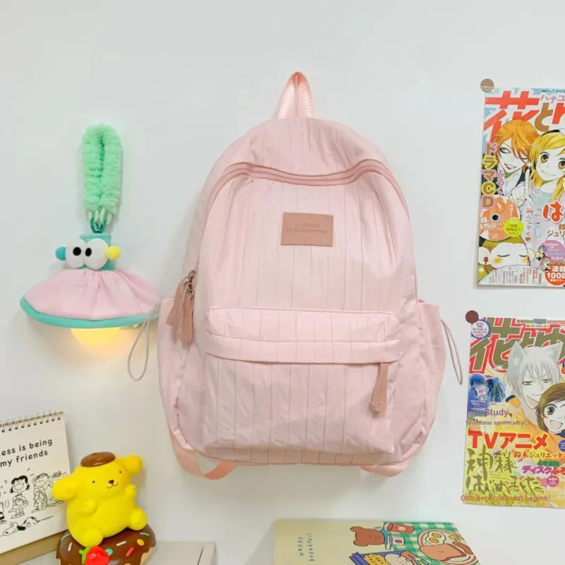 BRABOSTON Composite Cloth Backpack Regular Unisex Ecru/Khaki/Pink/Yellow-6
